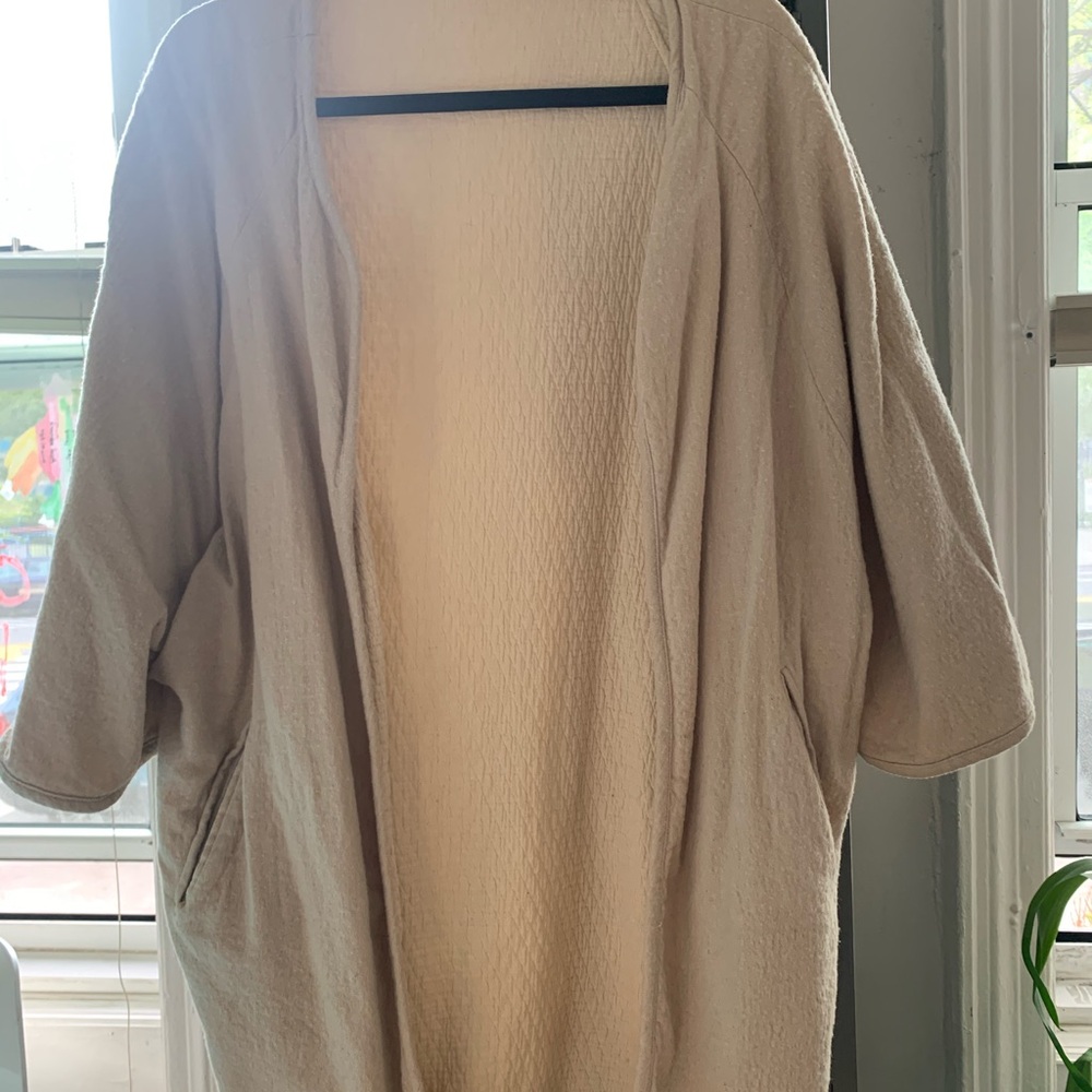 Black Crane, EUC, cream color, reversible ( cotton/wool) oversized jacket